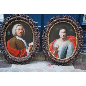 Dutch School Of The XVIII Pair Of Portraits Kerens De Hongne