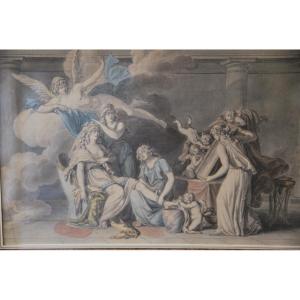 Drawing Psyche And Love Drawing Attributed To Barbier Late XVIII