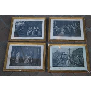 Mademoiselle De La Vallière, Suite Of 4 Engravings