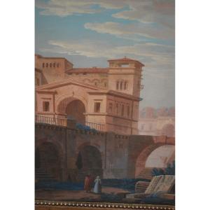 Gouache Landscape Of Italy, Dubois-drahonnet