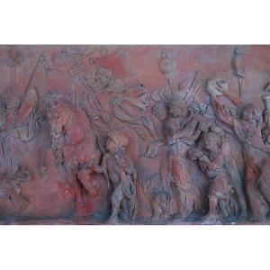 Important Antique Bas Relief In Terracotta XIX