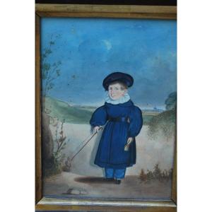 Portrait Of A Schoolboy, Gouache English School XIX