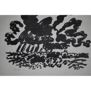 Storm Over Bréhat, Original Ink By Lapicque