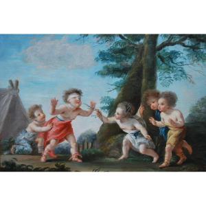 The Game Of Colin Maillard Oil On Canvas XVIII Follower Of François Boucher