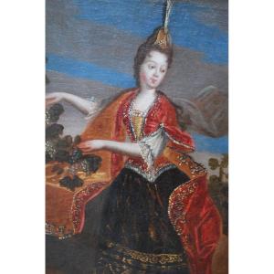 Portrait Of Anne Victoire De Bourbon Oil Late XVII