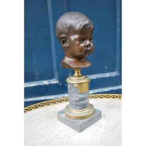 Charming Bust In Bronze And Marble From Louis XVI Period 