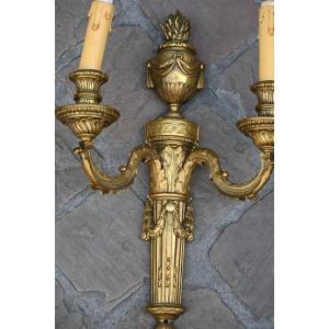 Pair Of Bronze Sconces From Louis XVI Period