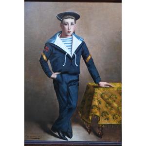 Brittany, Portrait Of A Boy Dressed As A Sailor, 19th Century By Emile Vernon
