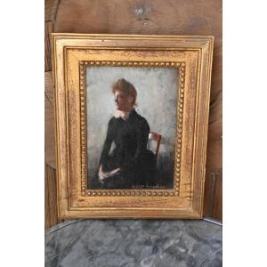 Young Woman Seated, Oil On Panel By Marc Mouclier
