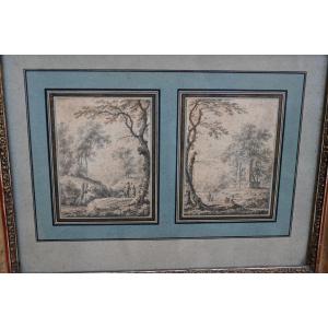 Pair Of Drawings XVIII Follower Of Hubert Robert