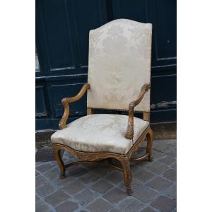 Large Regence Gilt Wood Flat Back Armchair