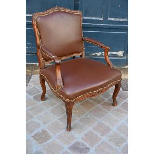 Large 18th Century Regence Period Beechwood Queen's Armchair