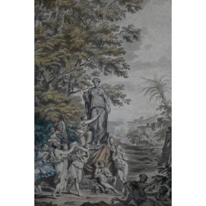 Watercolor Drawing, Venus And Her Nymphs, French School Of The 18th Century
