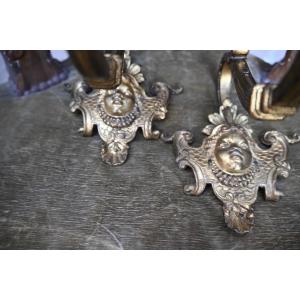 Pair Of Louis XIV Bronze Single-arm Wall Lights