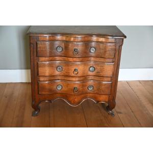 Small Chest Of Drawers In Walnut From Provence, 18th Century