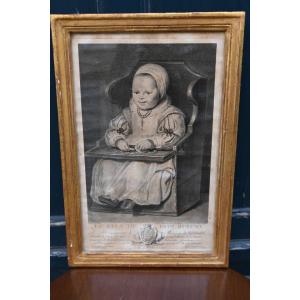 Rubens, Charming 18th Century Engraving Depicting Rubens's Son For The Marquis De Grimaldi 