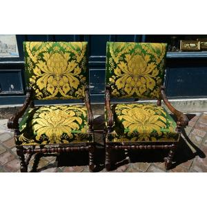 Pair Of High-backed Armchairs From The Louis XIV Period