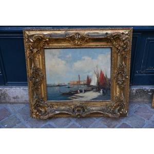 View Of Venice, Oil On Canvas Signed