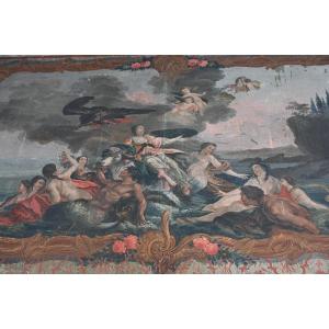 Large Painted Canvas, Abduction Of Europe, 18th Century