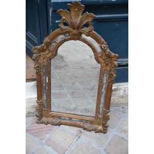 Small Gilded Wooden Mirror From The Regence Period, 18th Century