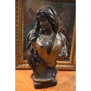 Polychrome Terracotta Bust Of A Woman 