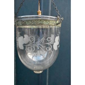 19th Century Neoclassical Blown Glass Bell Lantern