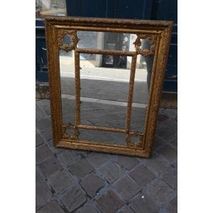Gilded Wooden Mirror With Glazing Beads From The Regence 18th Century