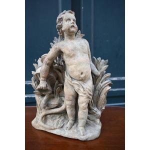 Terracotta, 18th Century, Child Among Reeds, Allegory Of A Spring 