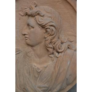 Large Terracotta Medallion, Profile Of Louis XIV