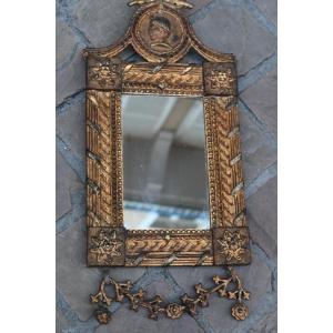 Charming Little Directoire-style Mirror In Gilt Pastilla 