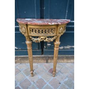 Half-moon Console Table? Gilded Wood, Louis XVI Period 