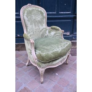 Louis XV Period Lacquered Wood Bergère Chair Stamped By Remy 