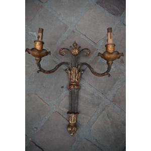 Wrought Iron And Gilt Sheet Metal Wall Light In The Directoire Style