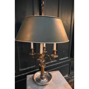 Important Louis XVI Style Silver-plated Metal Bouillotte Lamp
