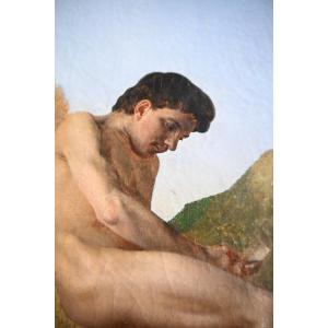 Academy Of Man On A Rock 19th Century