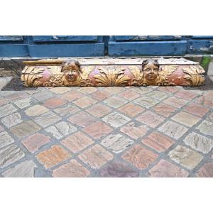 Carved And Polychrome Wood With Two Angel Heads From The Louis XIV Period