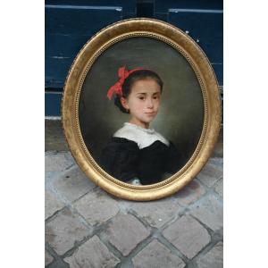 Charming 19th-century Portrait Of A Young Girl Signed By Melin
