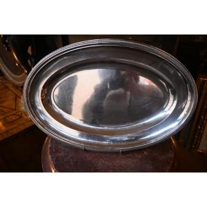 Oval-shaped Silver Dish, Empire Style, 19th Century