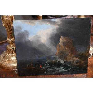 Lacroix De Marseille, Follower Of Oil On Copper, Late 18th Century, Storm