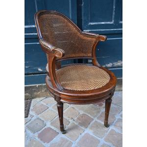 Louis XVI Period Cane-seated Office Chair Stamped By Geny