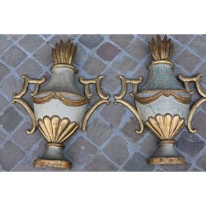 Pair Of Large Giltwood Half-urns, Italy, Late 18th Century