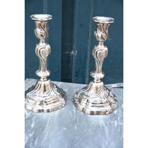 Beautiful Pair Of Louis XV Period Shell Candlesticks From The 18th Century.