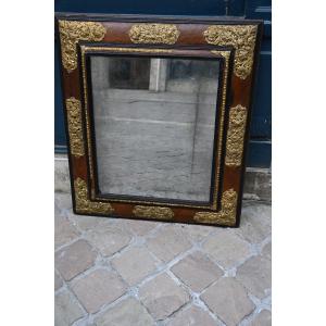 Louis XIV Period Mirror, Wood And Brass