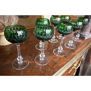 Saint Louis 8 Crystal Glasses, Roemer Model