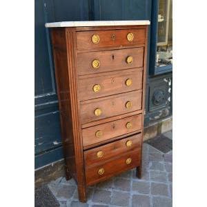 Louis XVI Period Mahogany Semainier, Stamped Louis Noel Malle