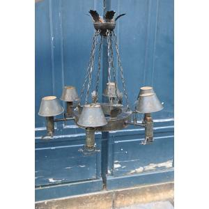 Painted Tin Chandelier From The 19th Century Directoire Period