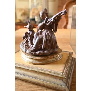 Small Terracotta Painting Of The Music Lesson, After François Boucher