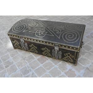 Large Leather Trunk With Studded Decoration, Louis XIV Period