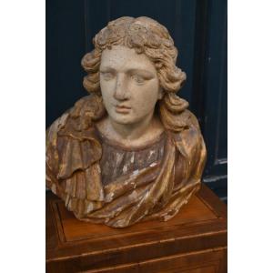 Louis XIV Period Antique Carved Wooden Bust