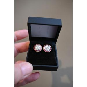Pair Of Diamond And Ruby Stud Earrings
